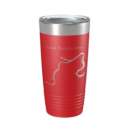

Lake Taneycomo Map Tumbler Travel Mug Insulated Laser Engraved Coffee Cup Branson Missouri 20 oz Red