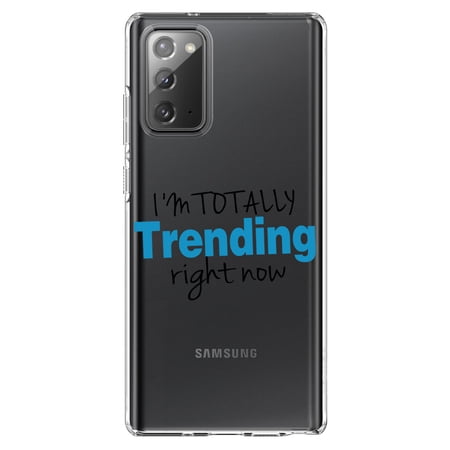 DistinctInk Clear Shockproof Hybrid Case for Samsung Galaxy Note 20 (6.7 Screen) - TPU Bumper Acrylic Back Tempered Glass Screen Protector - I m Totally Trending Right Now