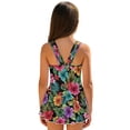 thumbnail image 2 of Uourmeti Girls' Tropical Hibiscus Floral Print Skirted One-Piece Swimsuit - Quick Dry, Stretchy Swim Dress for Beach & Pool Vacations, 2 of 8