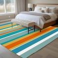 thumbnail image 4 of Large Area Rugs for Living Room Bedroom, Blue Teal Orange Striped 5'x8' Rug Washable Carpet Runner Indoor Outdoor, Farmhouse Stripe Non Slip Floor Mats Rug for Kitchen, Bathroom, 4 of 8