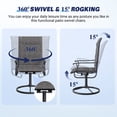 thumbnail image 6 of Techmilly Patio Swivel Chairs Set of 2, Outdoor Dining Chairs High Back Padded All Weather Breathable Textilene Outdoor Swivel Chairs with Metal Rocking Frame for Lawn Garden Backyard Deck, Dark Grey, 6 of 9