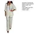 thumbnail image 7 of tasrioml Casual 2 Piece Outfit for Women Long Sleeve Button Down Shirt Wide Leg Pants Set Summer Pleated Loungewear Matching Suit, 7 of 7