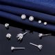 thumbnail image 4 of 10 pares de pendientes de plata de ley 925 de 5 estilos, con pasadores, con 6 garras, engastes de garras, piezas para joyería, 4 of 5