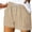 #023-Khaki, variant on AUNVITO Women's Striped Print Shorts with Drawstring Elastic Waistband and Pockets Casual Summer Comfortable