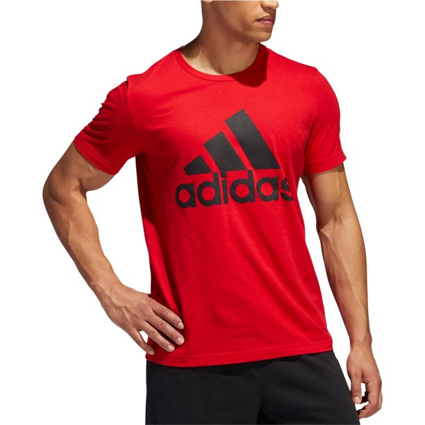 adidas Badge of Sports Logo Camiseta gráfica para hombre, rojo, grande Adidas Camiseta gráfica