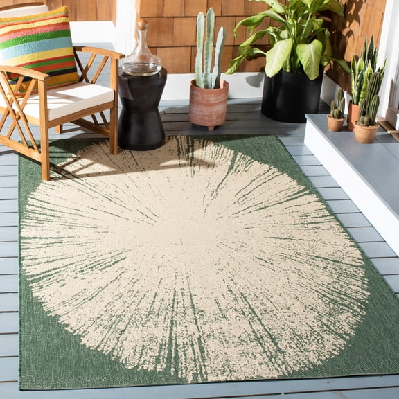 Safavieh Courtyard Lincoln Radiant Indoor/Outdoor Area Rug, Dark Green/Beige, 8' x 11'