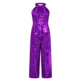 thumbnail image 2 of YUUMIN Girl's Sparkly Long Jumpsuit Sleeveless Wide Leg Romper Formal Birthday Party Prom Outfits Purple 12, 2 of 7