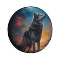 thumbnail image 1 of Wukai Housse de Pneu de Rechange Imprimé Loup Ciel Nocturne au Clair de Lune pour Remorque RV, Housse de Roue en PVC Simili Cuir Imperméable Adaptée pour Camion, Remorque, RV, SUV, Campeur-15 Pouces, 1 of 6