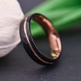 thumbnail image 2 of Rose Gold and Black Rhombus-cut Sandblasted Finish Unisex Tungsten Steel Two-tone Ring, 2 of 5