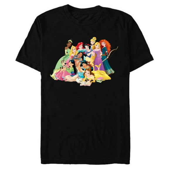 Disney Princess Group Photo - Short Sleeve Blended T-Shirt for Adults- Customized-Black