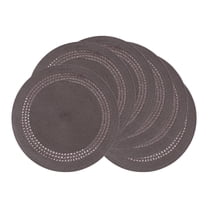 Unique Bargains Farmhouse Round Placemats Set of 6 Woven Placemats Caramel