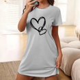 thumbnail image 2 of Rbaofujie Pyjama d'Automne pour Femmes Robe de Nuit Courte Surdimensionnée pour Femmes Imprimée à Col Rond et Manches Courtes Ensemble de Pyjama pour Femmes, 2 of 6