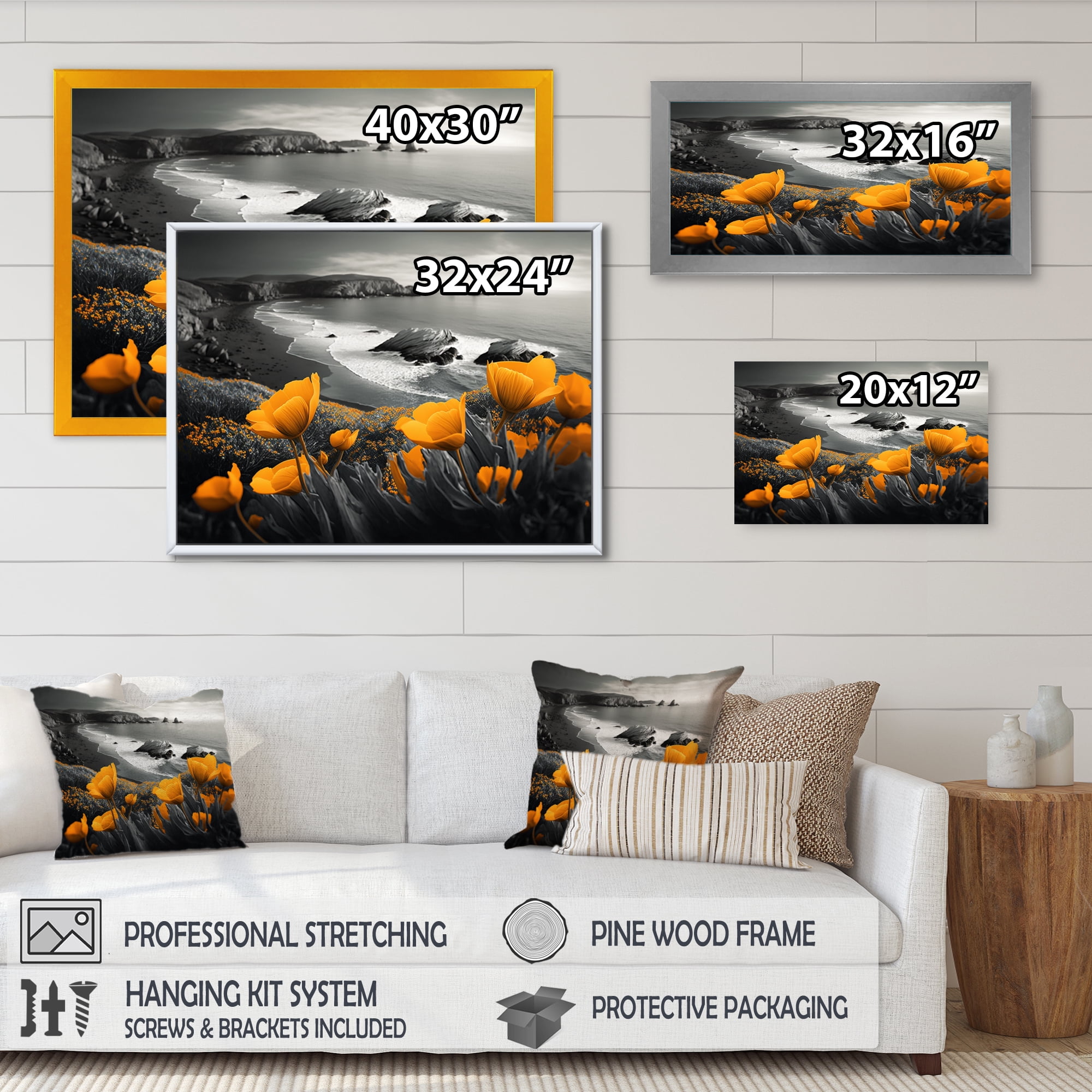 Designart Yellow Flowers By The Coast II Canvas Wall Art