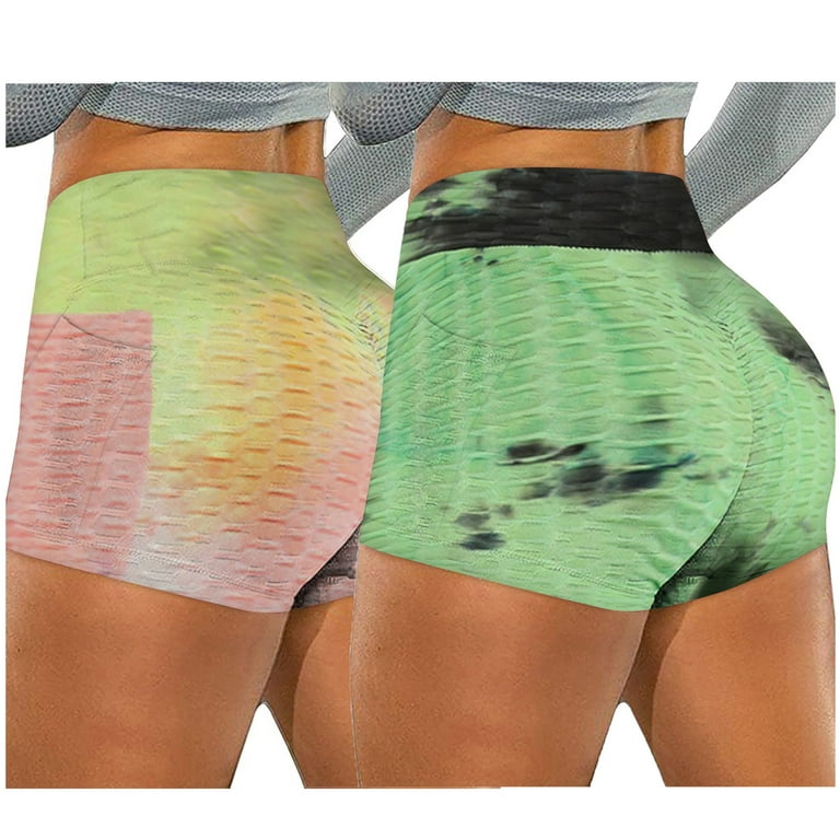 fvwitlyh Yoga Flare Pants for Women Pockets Stretch Women Biker Tie-dye Yoga  Running Wrinkled Shorts Mens Yoga Pants Loose Fit 