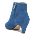 thumbnail image 2 of XYD Women Classic Pointed Closed Toe Ankle Boots Slant Low Heel Side Zip Booties Office Casual Fall Winter Shoes Size 10.5 Blue, 2 of 4