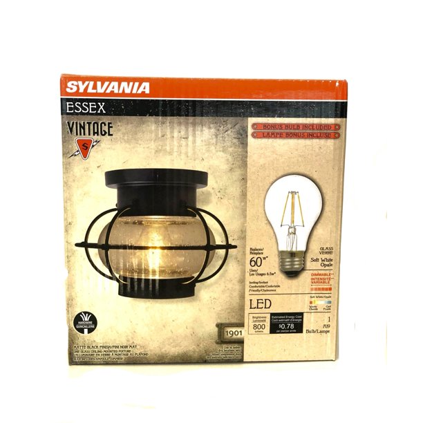 Sylvania Flush Mount Cage Light Fixture Kit, Antique, incl Light Bulb