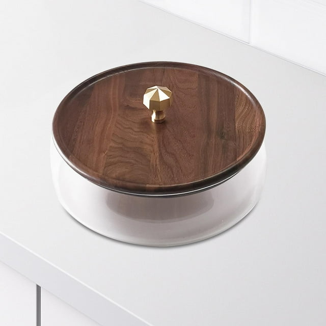 Contenedor de almacenamiento de alimentos, tazón para servir nueces con tapa, contenedor de preparación de comidas, caja de almacenamiento de nueces p Con perilla