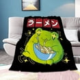 thumbnail image 2 of Frog Eat Ramen Blanket Super Soft Flannel Blankets for Bed Sofa Living Room Bed Throw for Boy Girls Kids Children Multicolor 30"x40" for pet, 2 of 6