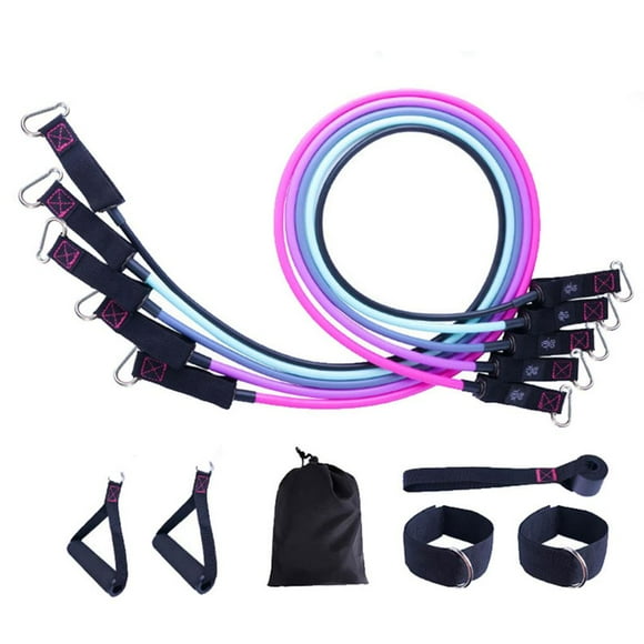 QualitChoice Ensemble de 11 Bandes de Résistance Accessoires de Gym à Domicile Portables avec Sangles de Porte Poignées Sangles de Jambes pour Entraînement de Résistance Coloré1
