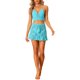 thumbnail image 2 of INSPIRAR CHIC Conjunto de Bikini de 2 Piezas para Mujeres Top Cami Cortado Falda Mini Verano Playa Conjuntos de Tejido de Croché S Azul Claro, 2 of 6