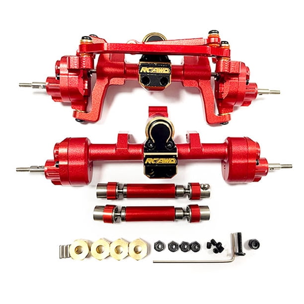 Eje trasero delantero completo Vogacara para 1/24 ECX FTX RGT FTX5503DR FTX5503DG FTX5503G RGT136240 Barrage Crawler Rojo