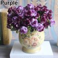thumbnail image 2 of D-GROEE 2 Bouquet 15 Heads Artificial Rose Flowers Bouquet Faux Silk Flowers Rose for Home Bridal Wedding Party Festival Decor Xmas Gift, 2 of 2