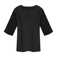 thumbnail image 4 of Maoxin Womens 3/4 Sleeve Tops Women Fashion Plus Size Solid Color V Neck 3/4 Sleeve Blouses Women 3/4 Sleeve T Shirts Black 3XL, 4 of 5