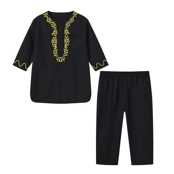 TJAZFJPA Toddler Fall Outfits Boys Long Sleeve Robe Suit Ational Teenage Embroidered Robe Suit Arab Children's Wear Out Wear Cute Baby Boy Outfits for Photoshoot Baby Boy Summer Outfits Indian