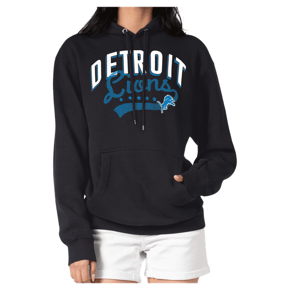 Women's G-III 4Her by Carl Banks Black Detroit Lions Filigree Fleece Tri-Blend Pullover Hoodie