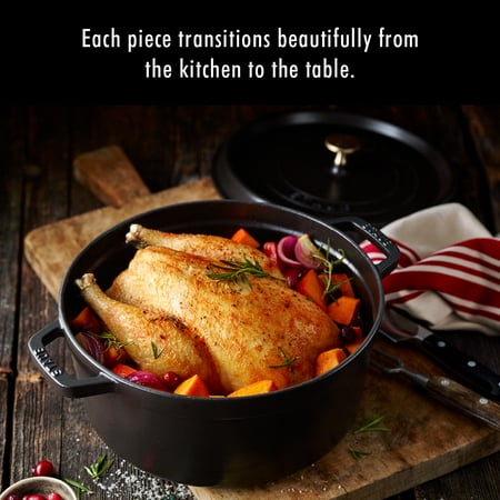Staub Cast Iron 5.5-qt Round Cocotte - Matte Black - Matte Black