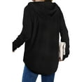 thumbnail image 5 of UVN Fall Hoodies for Women Long Sleeve V Neck Hooded Sweatshirts Ladies Loose Casual Drawstring Pullover Tops, 5 of 9