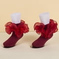 thumbnail image 4 of Abcomgle Girls Ruffle Socks 10-12 Years Old, Big Ruffle Socks | Girls Princess Eyelet Lace Sock, Comfortable Cotton Frilly Sock for Daily Wear Red, 4 of 4
