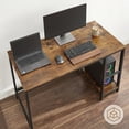 thumbnail image 2 of VASAGLE Computer Desk, Writing Desk with 2 Shelves on Left or Right, Work Table for Office Living Room, Steel Frame, Industrial, Rustic Brown and Ink Black LWD47X, 2 of 7