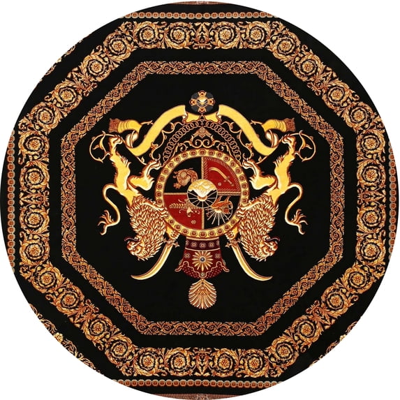 Ahgly Company Indoor Round Traditional Saddle Brown Persian Area Rugs, 3' Round