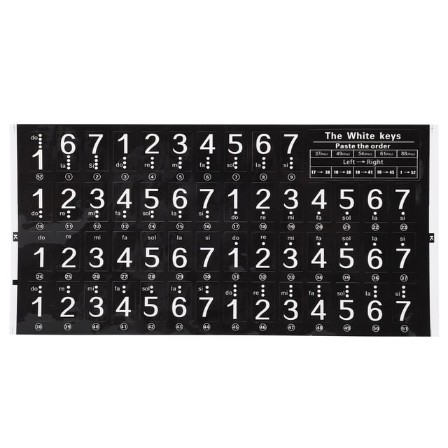 Pegatinas para teclado de piano electrónico (49/54/61 teclas), transparentes, con notas musicales para principiantes.