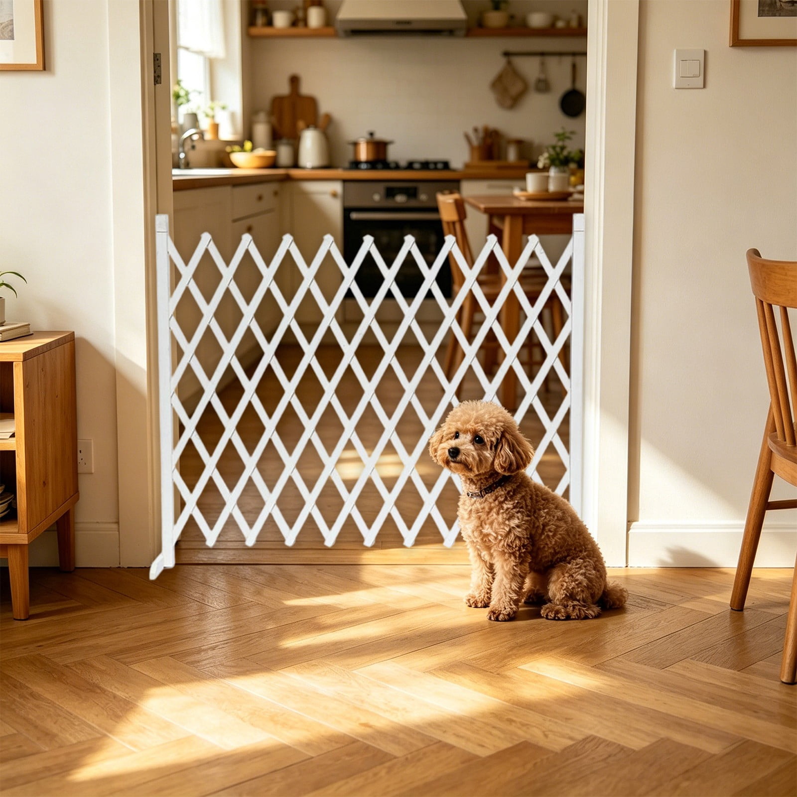 onlyliua No-Drill Expandable Pet Fence 47.2x13.8 In Adjustable Home Door Barrier Retractable Isolation Net For Stairs Entrances Easy Install Tool-Free Protection For Cats And Small Dogs Pet Gate