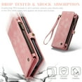 thumbnail image 3 of for Samsung Galaxy S25 Edge Premium PU Leather Folding Case, Multiple Card Slots Design, Wrist Strap Zipper Pocket Kickstand Magnetic Snap, Wireless Charging for Samsung Galaxy S25 Edge, Pink, 3 of 9
