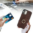 thumbnail image 2 of Allytech Finger Ring Wallet Case for iPhone 11 with Card Slots, PU Leather Minimalist Ring Stand Case Slim Protective Cover for Apple iPhone 11,Coffee, 2 of 8