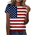 thumbnail image 2 of 4th of July Patriotic T-Shirts Women American Flag Print Casual Short Sleeve Tee Tops, 2 of 7