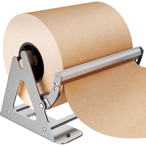 12 Inch Paper Roll Dispenser and Cutter - Heavy-Duty Wall Mountable, Non Slip Tabletop - Kraft, Freezer, Butcher Paper - Up to 1000ft Rolls