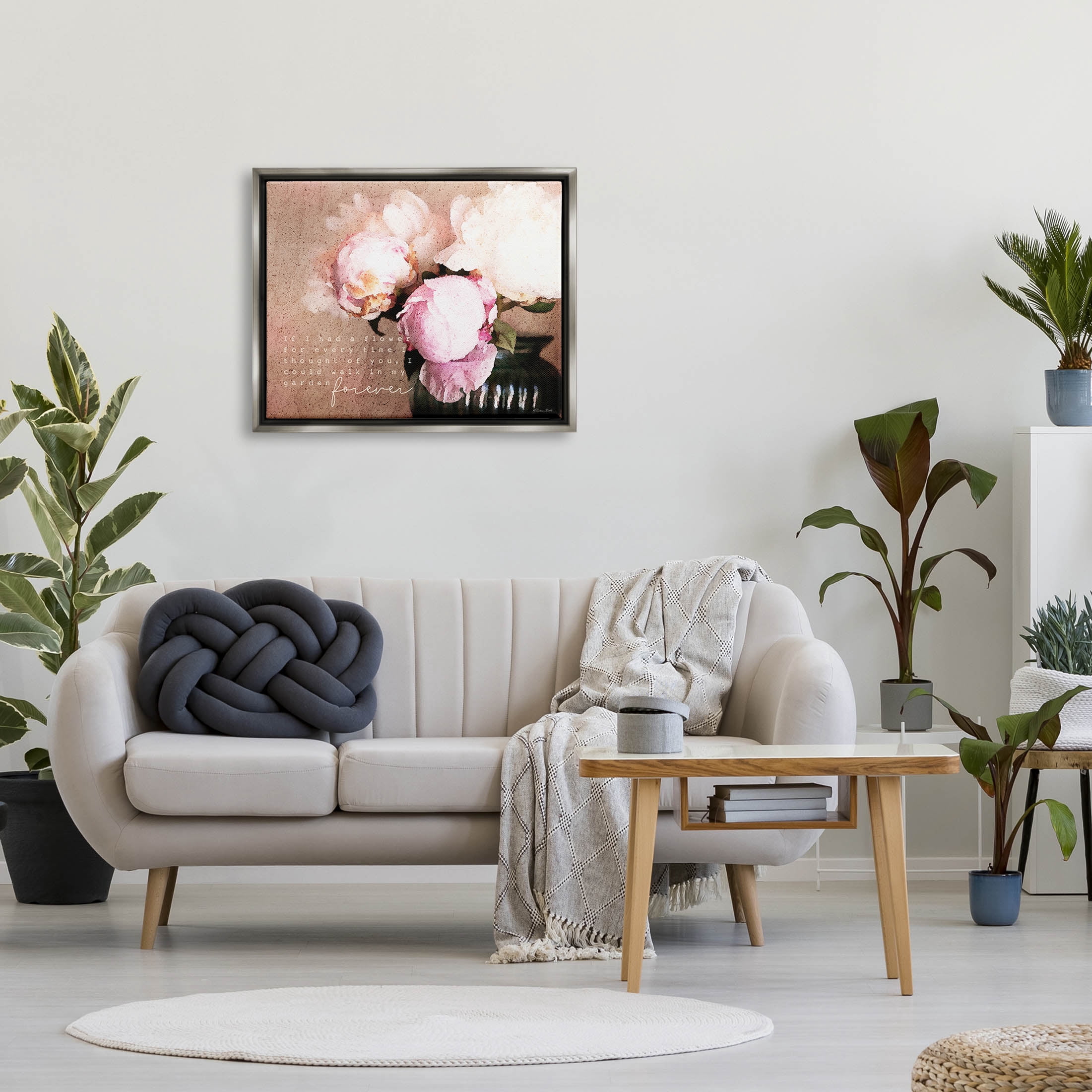Stupell Industries Romantic Flower Garden Forever Graphic Art Luster Gray Floating Framed Canvas Print Wall Art, Design by Susan Ball