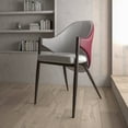 thumbnail image 2 of LeisureMod Sante Dining Chair, Mid-Century Modern Upholstered Leather Dining Arm Chair with Iron Legs for Kitchen and Dining Room (White/Bordeaux), 2 of 8