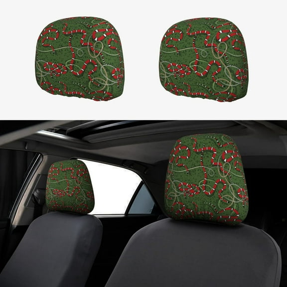 Goofa Red Snake Pattern 2 PCS Car Headrest Cover, Headrest Protector,Universal Interior Car Accessories