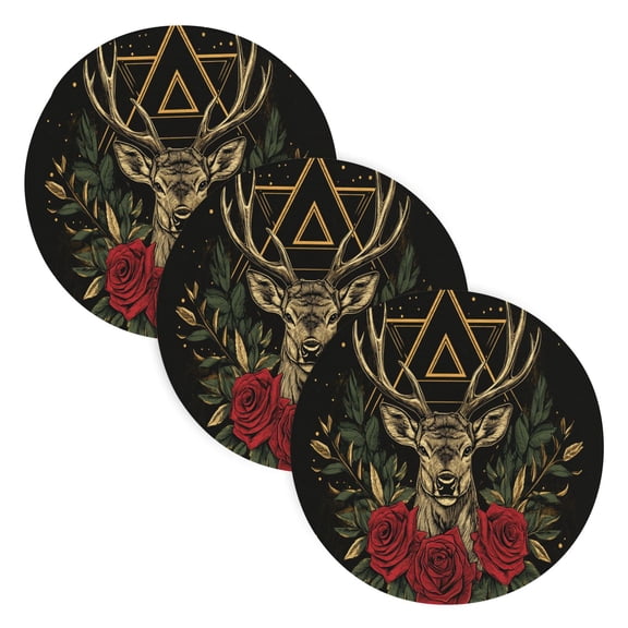 BZSMCE Mats for Pots,Pans Place Ffyy3_design_an_emblem_featuring_the_head_of_a_deer_with_antler_4850b562-7ea4-4947-ab3a-198f8253fd9b Simple Style Pattern Pot Mats
