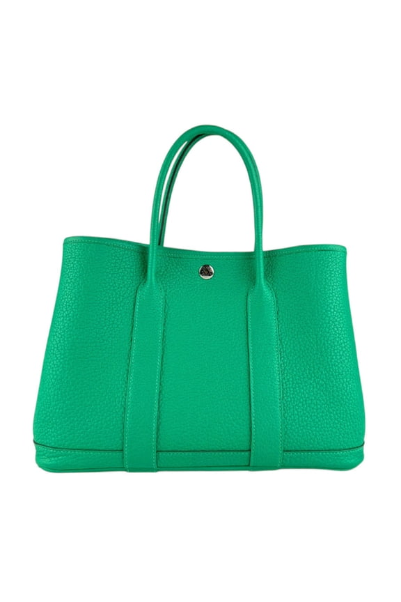 Pre-Owned Hermes Garden Party TPM handbag, Negonda leather, mint, women's,z9225