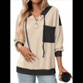 thumbnail image 2 of Sudadera con Capucha para Mujer 2025, Cuello Abotonado, Cordón Ajustable, Sudadera Informal de Larga, Camisetas. Albaricoque L, 2 of 9