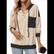 thumbnail image 2 of Sudadera con Capucha para Mujer 2025, Cuello Abotonado, Cordón Ajustable, Sudadera Informal de Larga, Camisetas. Albaricoque XL, 2 of 9