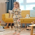 thumbnail image 4 of FORMRS Long Sleeve Top and Pants Pajama Set for Niños 2-Piece Sleepwear, Sizes 18M-8Y, Beige Geometric, 4 of 6