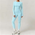 thumbnail image 4 of Ensemble de Yoga pour Femmes, Mode Décontractée Couleur Unie Manches Longues Col Rond Ajusté, Pantalons pour Femmes, 4 of 7