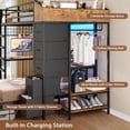 thumbnail image 5 of Torveric Bunk Bed with Hall Tree Twin Over Twin, L-Shaped Gaming LED Bunk Bed with Desk and Storages, Small Space Apartment Furniture Gift Black, 5 of 15